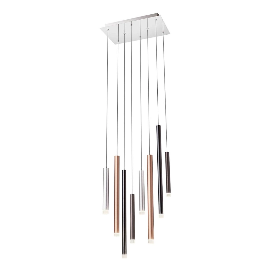 Redo 01-2049 – LED ljuskrona med textilsladd MADISON 8xLED/4W/230V skinande krom/svart/koppar