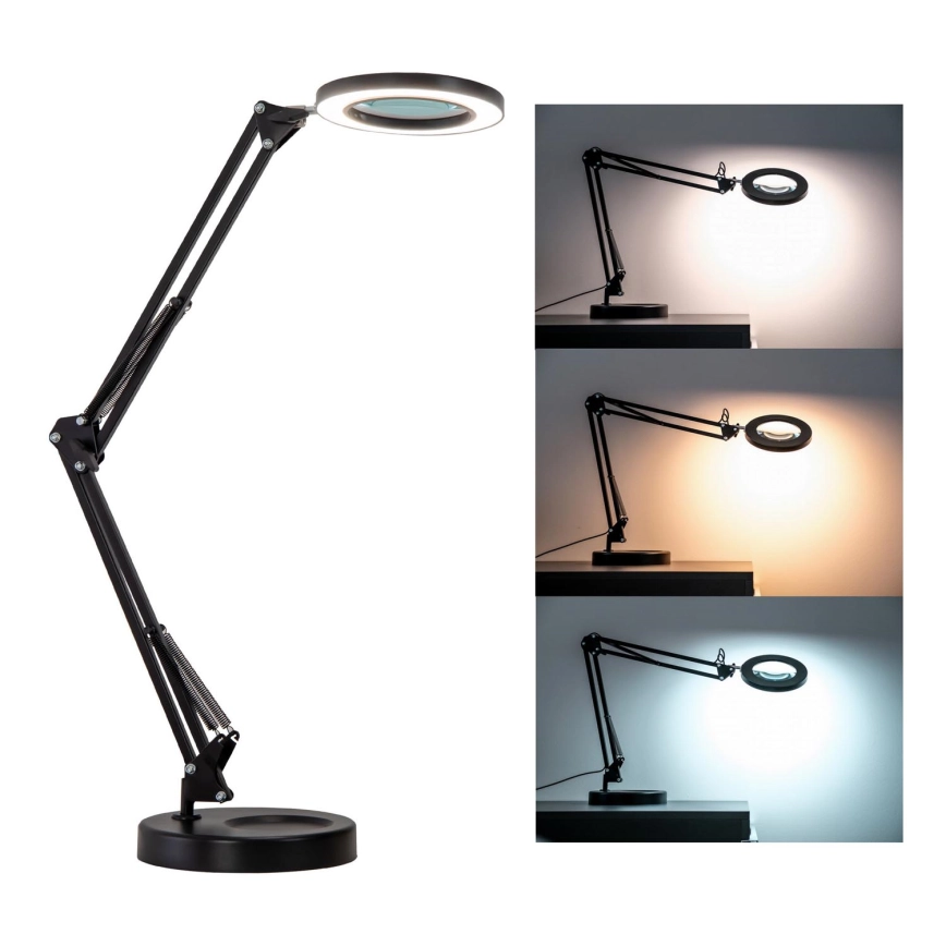 Brilagi – LED dimbar bordslampa med förstoringsglas LENS LED/12W/5V 3000/4200/6000K svart