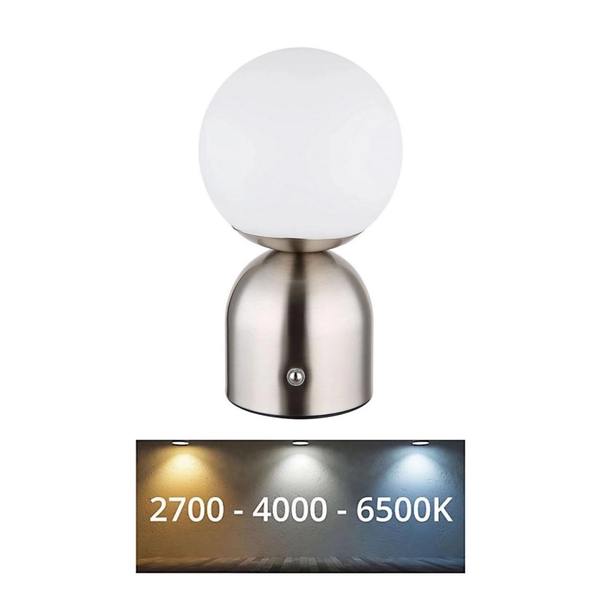 Globo – LED dimbar touchbordslampa LED/2,5W/3,7V 2700K/4000K/6500K 1800 mAh USB matt krom