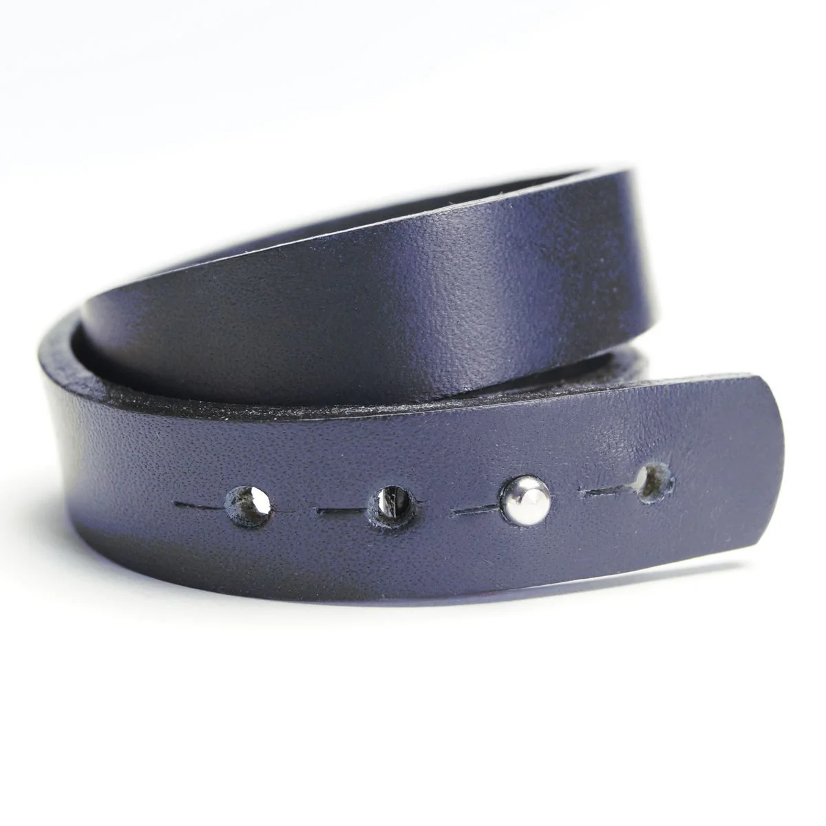 Dubbelt läderarmband – Marinblå