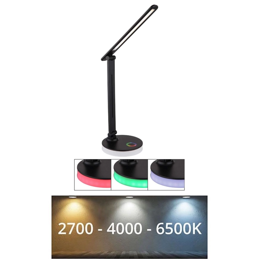 Globo – LED RGBW Dimbar touchbordslampa LED/5W/230V + LED/2W 2700K/4000K/6500K svart