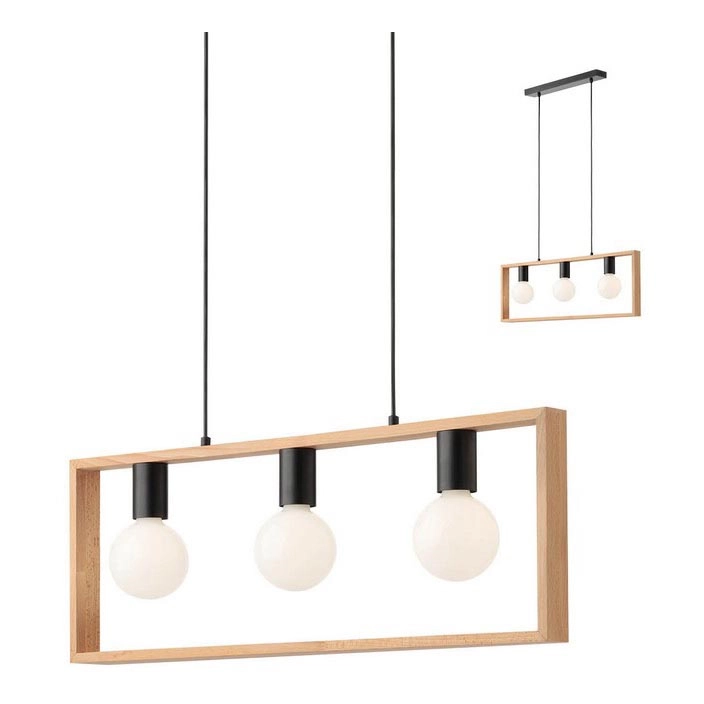 Redo 01-1665 – Ljuskrona med textilsladd TIMBER 3xE27/42W/230V bok