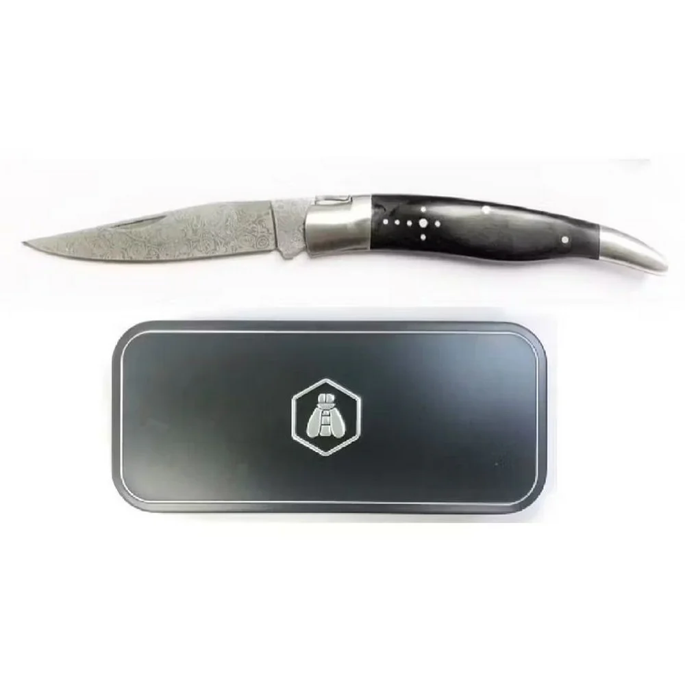 Laguiole Folding Knife – Damascus Black