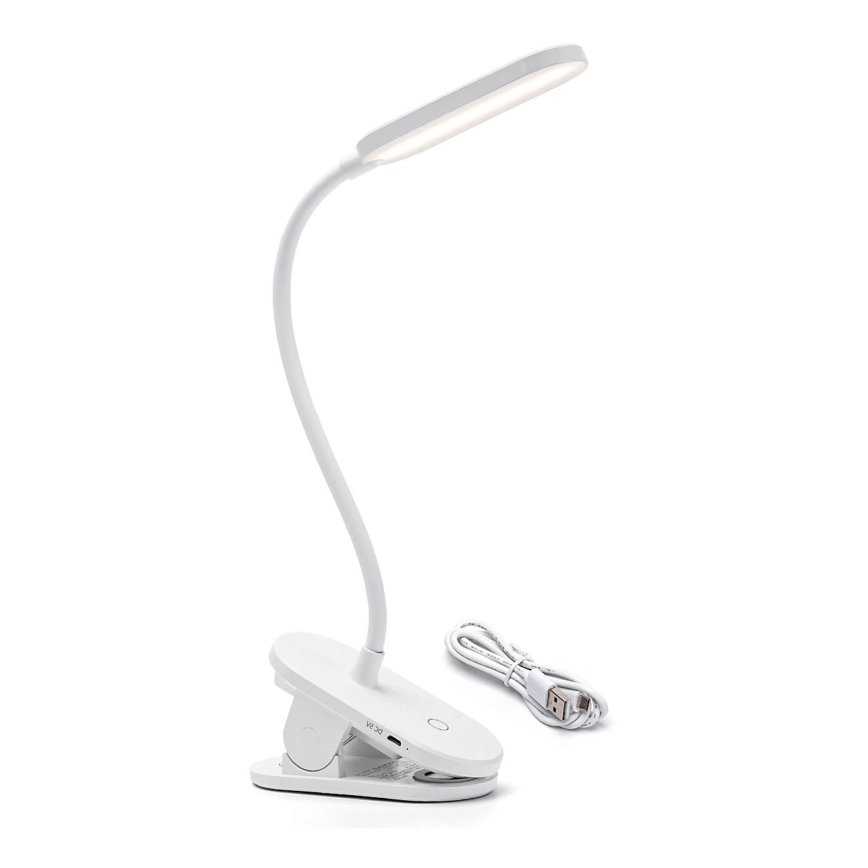 Aigostar – LED dimbar laddningsbar skrivbordslampa med klämma LED/2,5W/5V 1200mAh vit