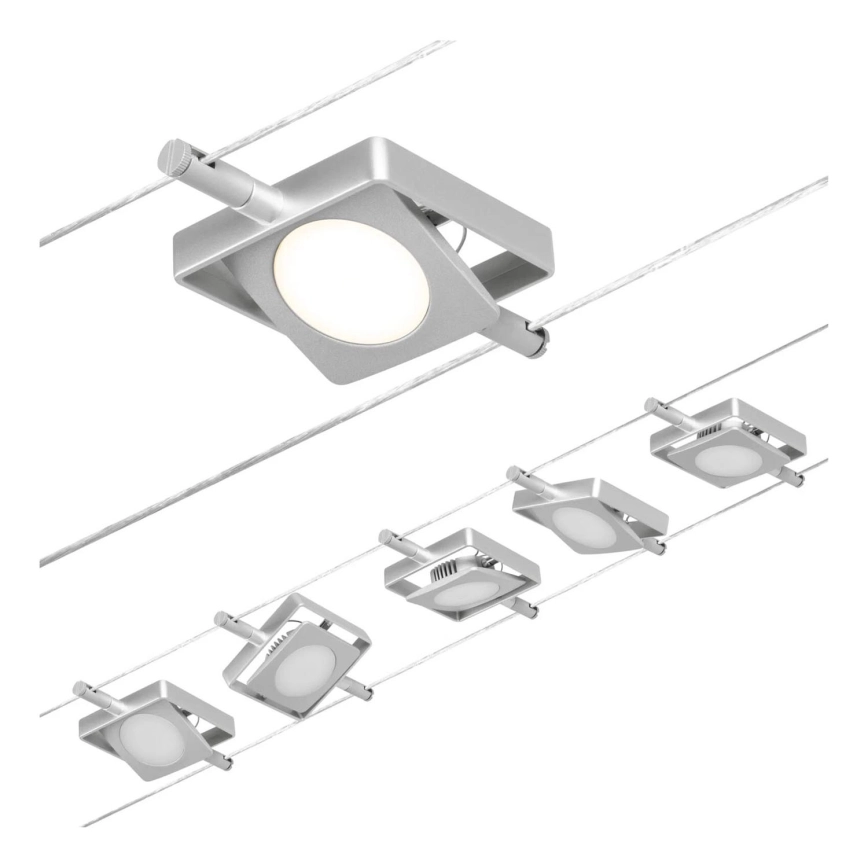 Paulmann 94420 – Komplett vajersystem MAC, set med 5 LED-lampor á 4,5 W, 230 V, matt krom