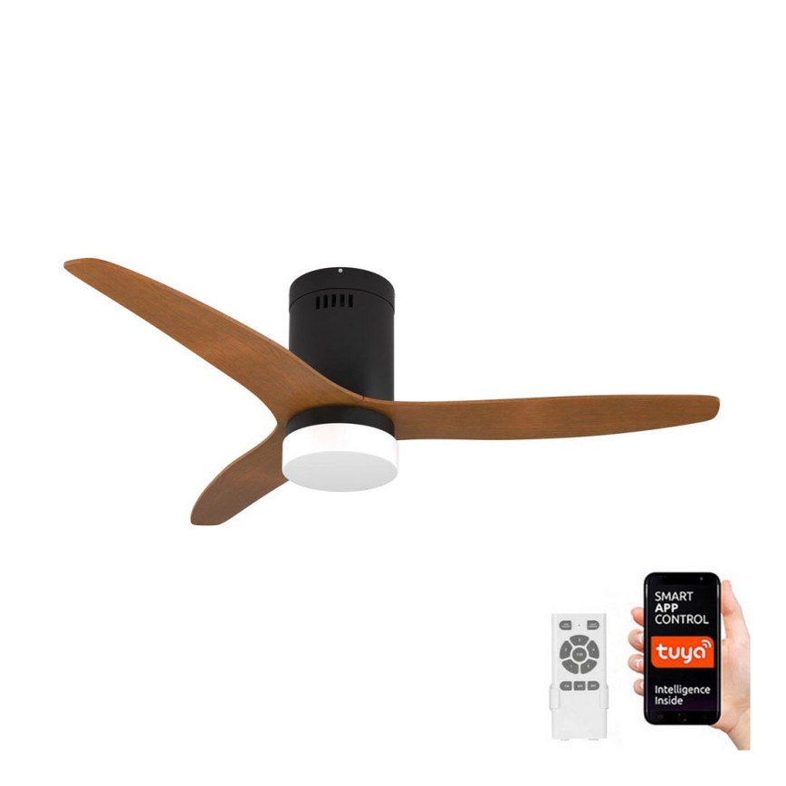 Immax NEO 07142-B – LED Takfläkt NEO LITE VENTO LED/18W/230V Tuya Wi-Fi svart/trä + fjärrkontroll