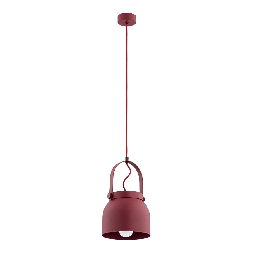Argon 8282 – Ljuskrona med textilsladd LOGAN 1xE27/15W/230V diameter 20 cm röd