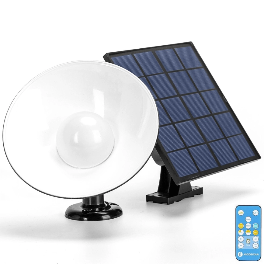 Aigostar – LED solcellsvägglampa LED/3,2V 3000K/4000K/6500K 5000 mAh IP65 + fjärrkontroll