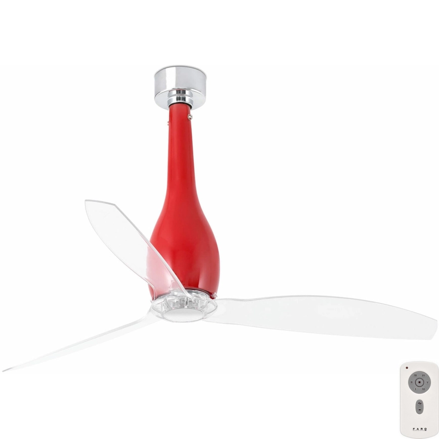 FARO 32002 – Takfläkt ETERFAN röd/genomskinlig Ø 128 cm + fjärrkontroll