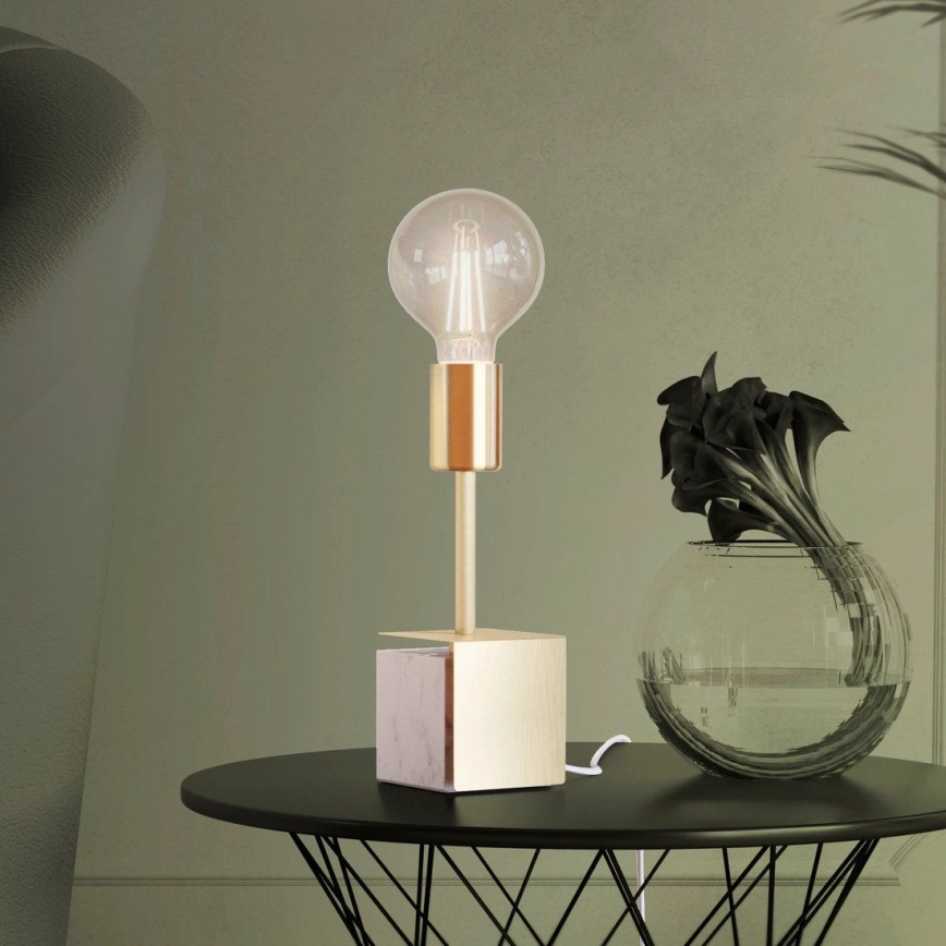 Eglo – Bordslampa 1xE27/40W/230V guld/vit granit