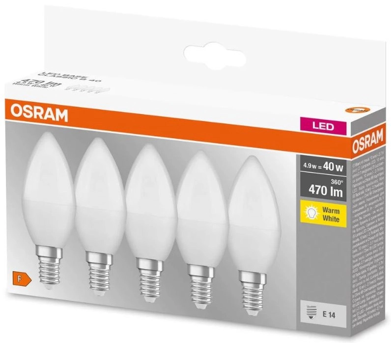 KIT 5x LED glödlampa BASE B40 E14/4,9W/230V 2700K – Osram