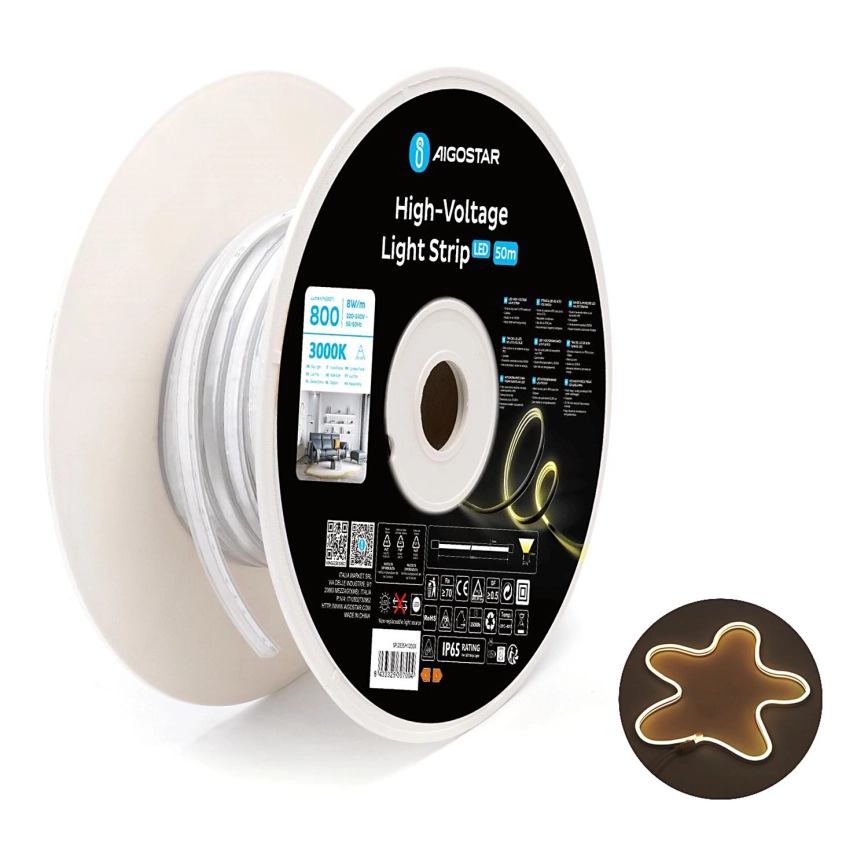 Aigostar – LED-remsa 50m LED/400W/230V 3000K IP65