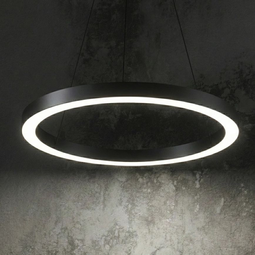 Ideal Lux – LED ljuskrona med textilsladd ORACLE LED/33W/230V 3000K diameter 60 cm CRI 90 svart