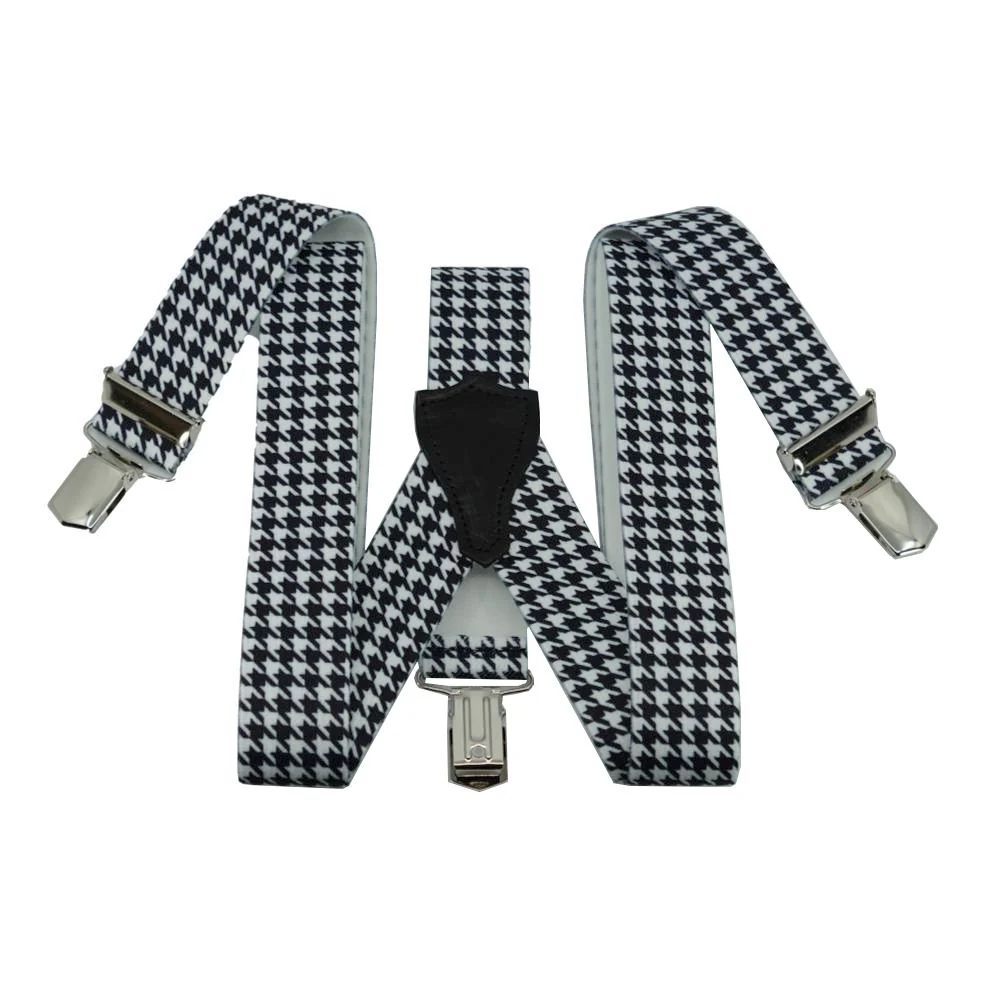 Repade breda män sele med Houndstooth -motiv – Y BACK & CLIPS