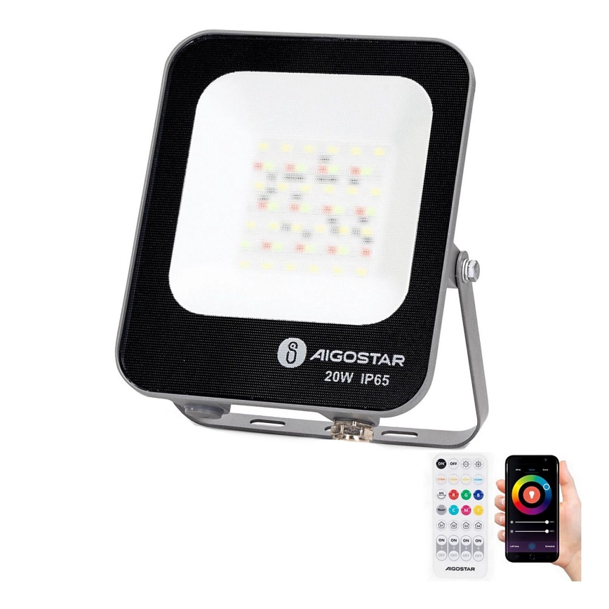 Aigostar – LED RGBW Dimbar strålkastare MESH Smart LED/20W/230V 6500K IP65 + fjärrkontroll