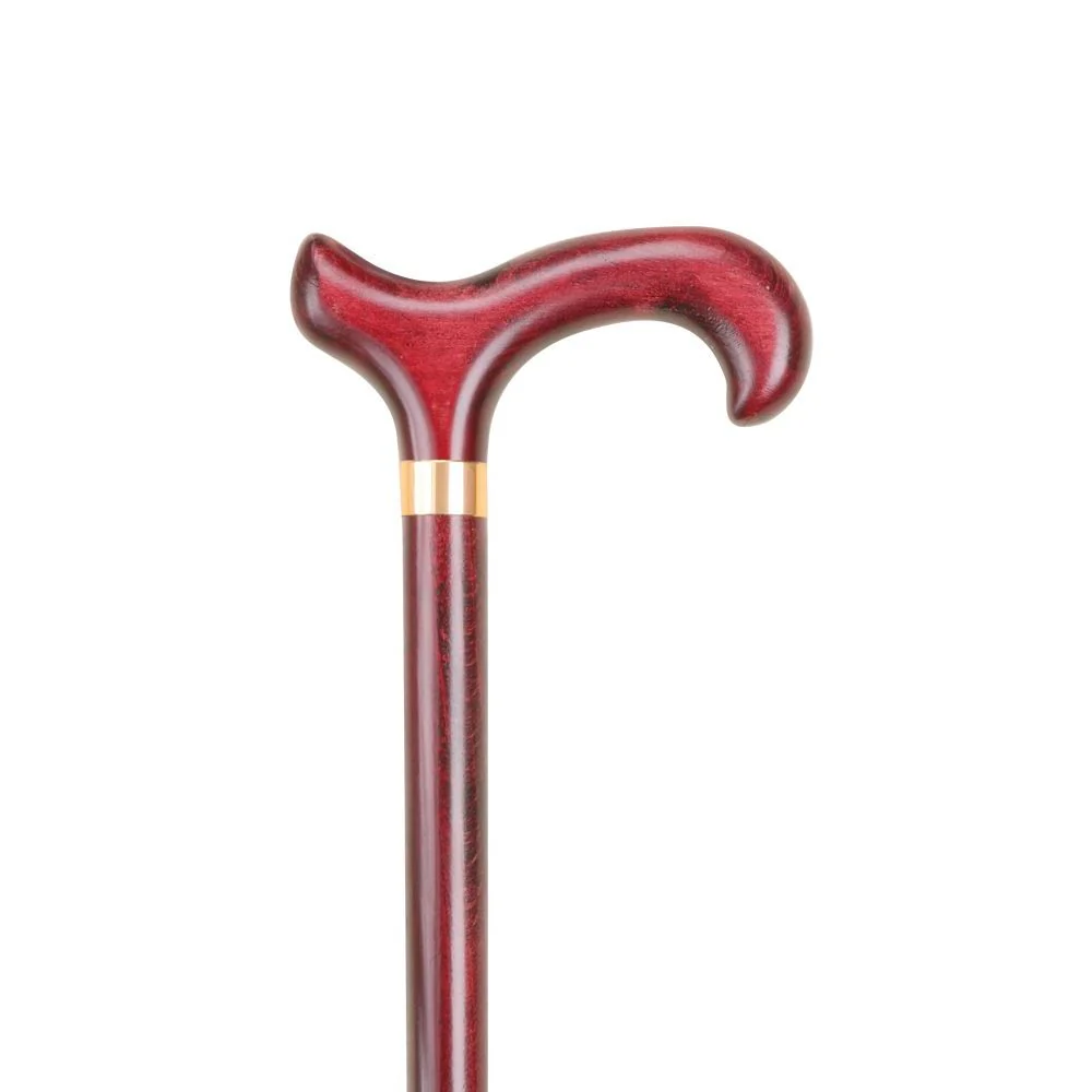 Walking Stick Standard Derby Handtag Mahogny Mässing Ring