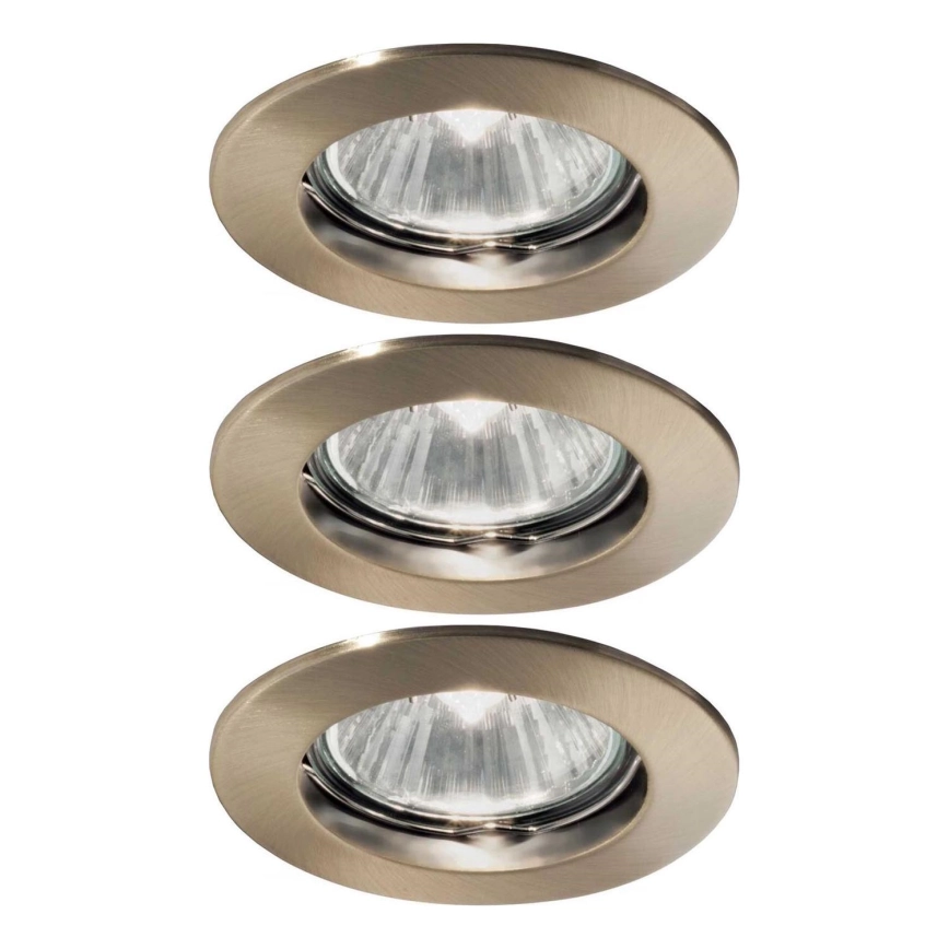 Ideal Lux – Set om 3 infällda takarmaturer JAZZ 1xGU10/50W/230V Ø 7,7 cm brons