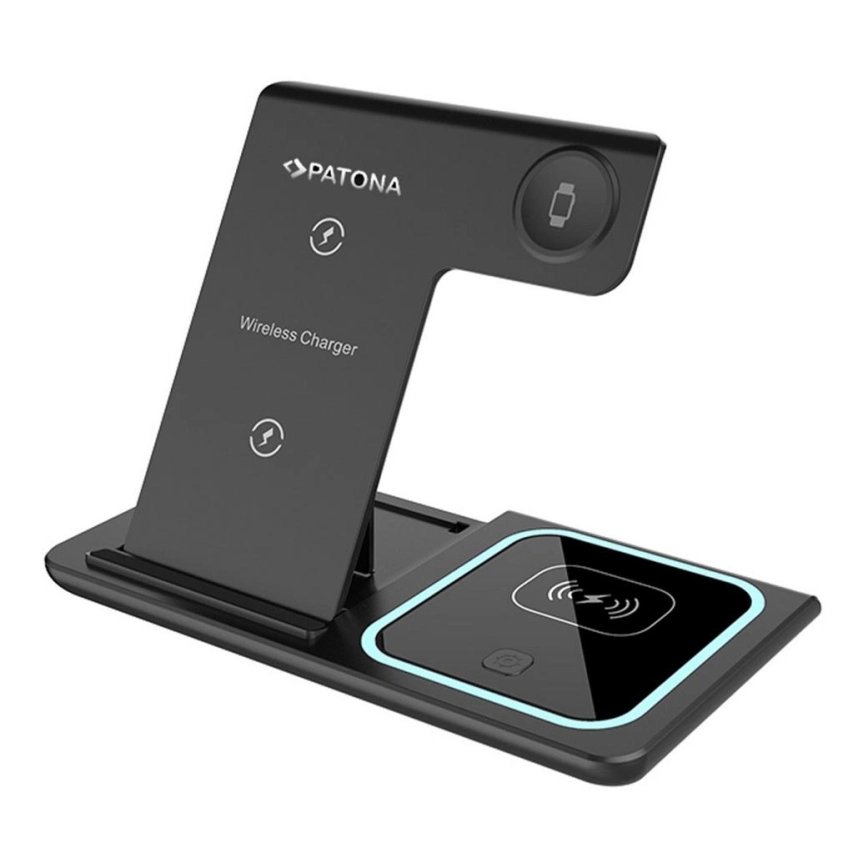 PATONA – Sladdlös laddare  3i1 for iPhone svart