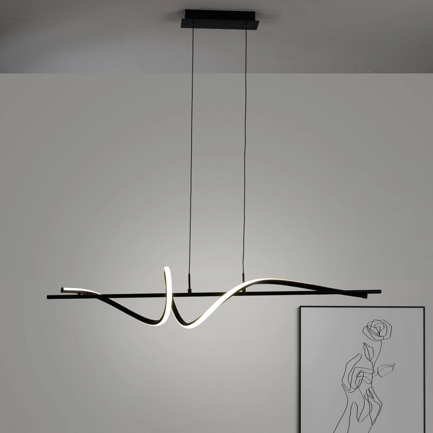 ONLI – LED ljuskrona med textilsladd TWIST LED/30W/230V 4000K svart