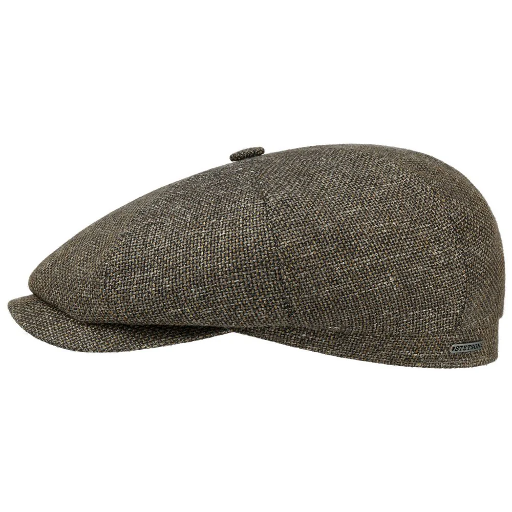 Stetson Hatteras Green -Melated Virgin Wool/Linen Sixpence Flat Cap