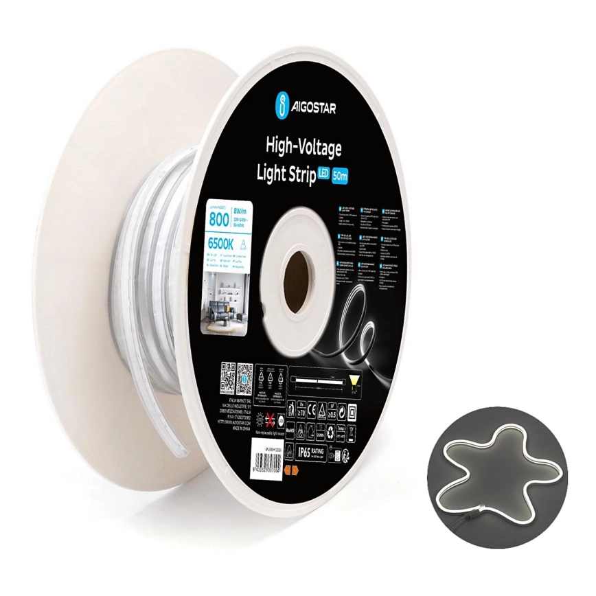Aigostar – LED-remsa 50 m, 400 W, 230 V, 6500 K, IP65