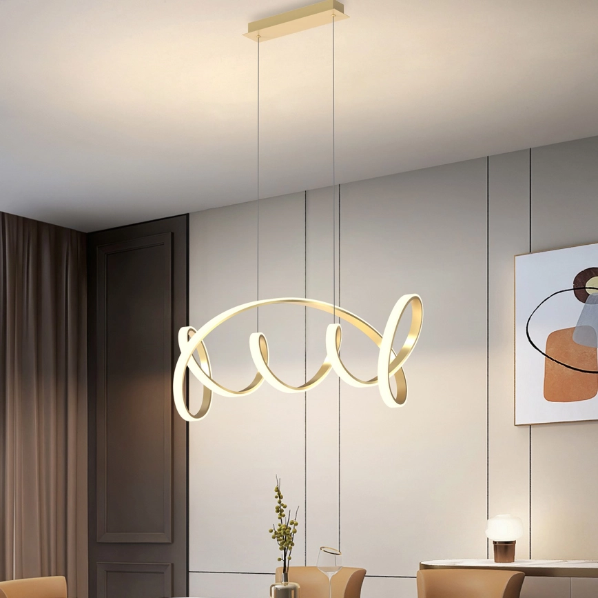 ONLI – LED ljuskrona med textilsladd KIRA LED/60W/230V 4000K guld