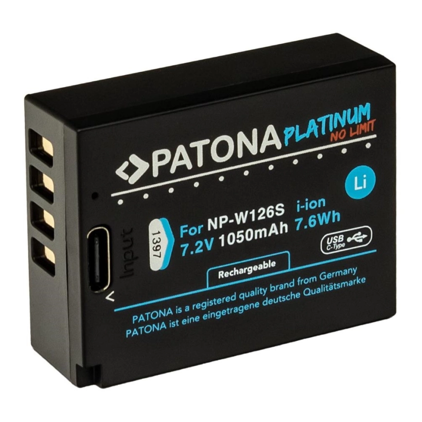 PATONA – Batteri Fuji NP-W126S 1050mAh Li-Ion Platinum med USB-C laddning