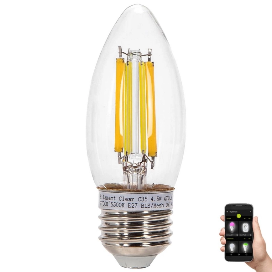 LED Ljusreglerad glödlampa FILAMENT MESH Smart C35 E27/4,5W/230V 2700-6500K – Aigostar