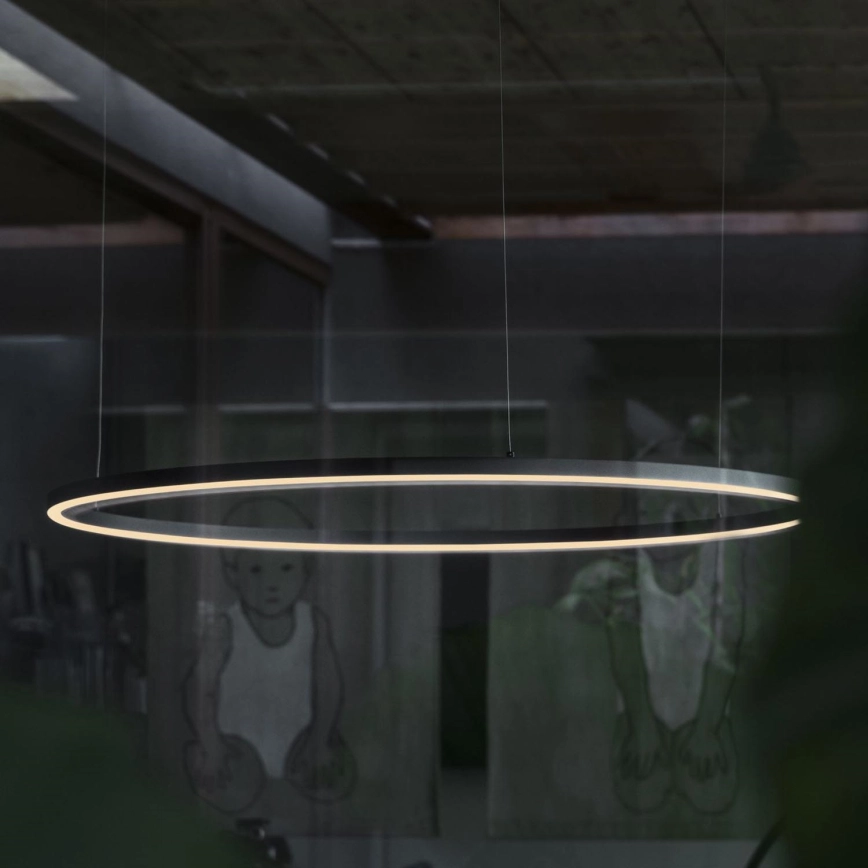 Ideal Lux – LED ljusreglerad ljuskrona på textilsladd ORACLE SLIM LED/40W/230V 4000K diameter 70 cm CRI 90 svart