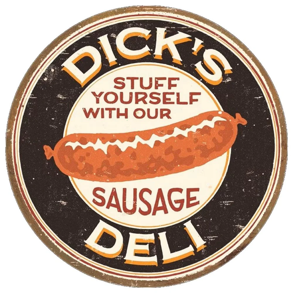 Retroworld Dick’s Deli Sausages Metal Sillow – Ø 30 cm