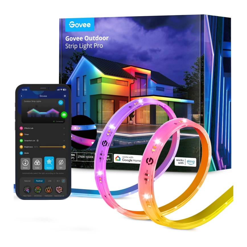 Govee – Utomhus Pro SMART RGBICWW utomhus LED list 10m 2700-6500K Wi-Fi IP65
