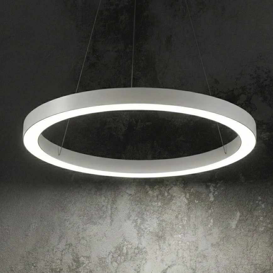 Ideal Lux – LED ljuskrona med textilsladd ORACLE LED/28W/230V 3000K diameter 50 cm CRI 90 vit