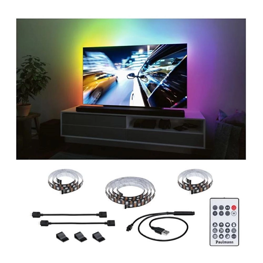 Paulmann 78880 – LED/3,5W RGB Dimbar list för TV 2m ZOLL 5V + fjärrkontroll