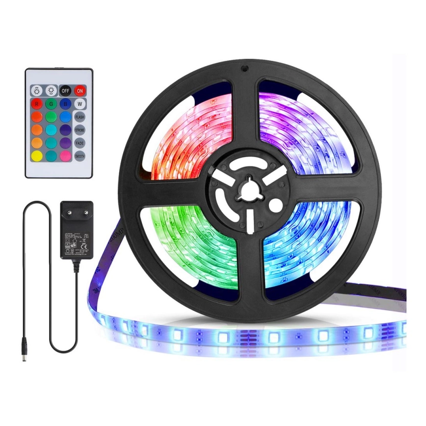 Aigostar – LED RGB dimbar remsa 5 m LED/24W/12/230V IP65 + fjärrkontroll