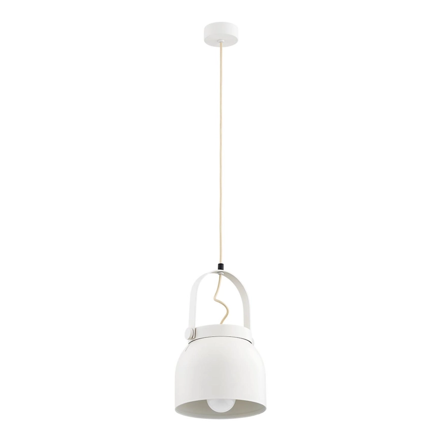 Argon 8280 – Ljuskrona med textilsladd LOGAN 1xE27/15W/230V diameter 20 cm vit
