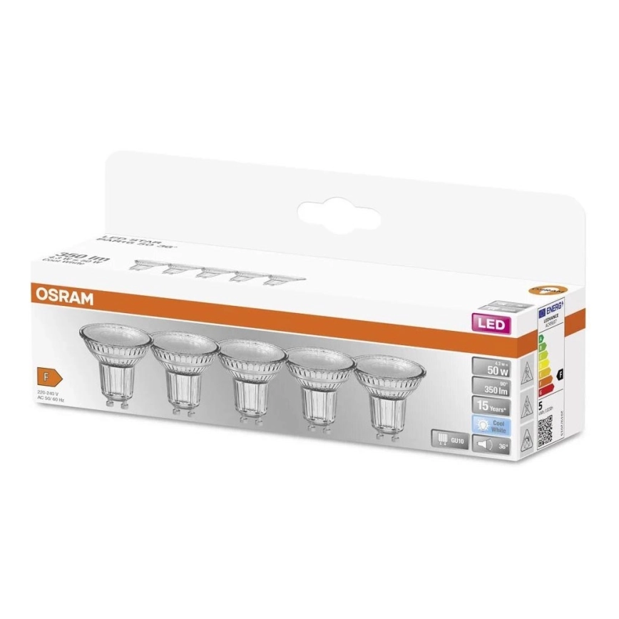 KIT 5x LED glödlampa PAR16 GU10/4,3W/230V 4000K 36° – Osram