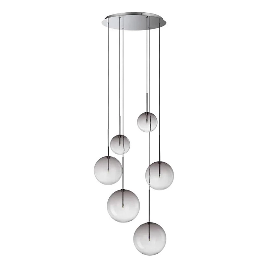 Ideal Lux – LED ljuskrona med textilsladd EQUINOXE 6xG4/2W/230V diameter 65 cm skinande krom/rökig