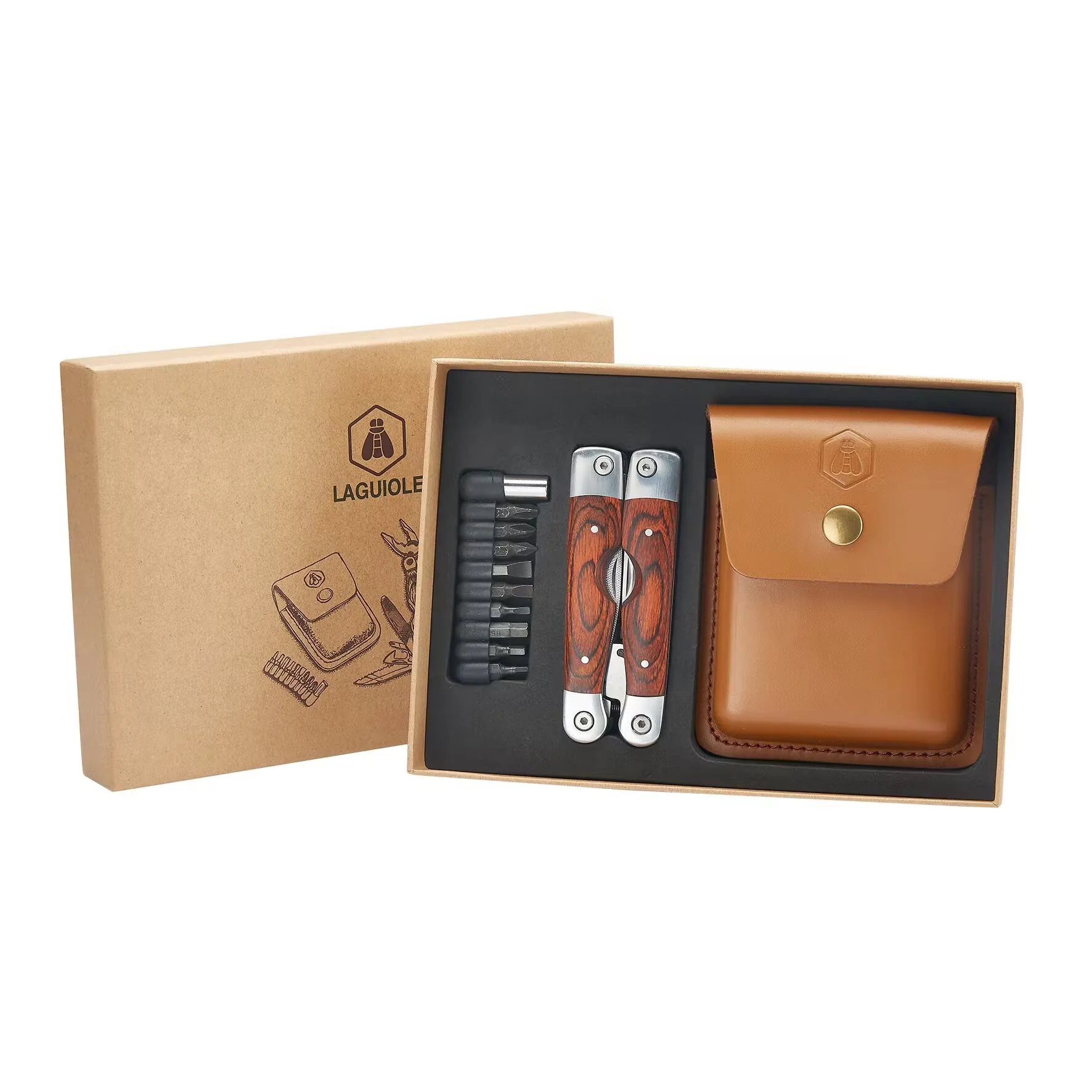 Laguiole Multi Tools in Leather Tui