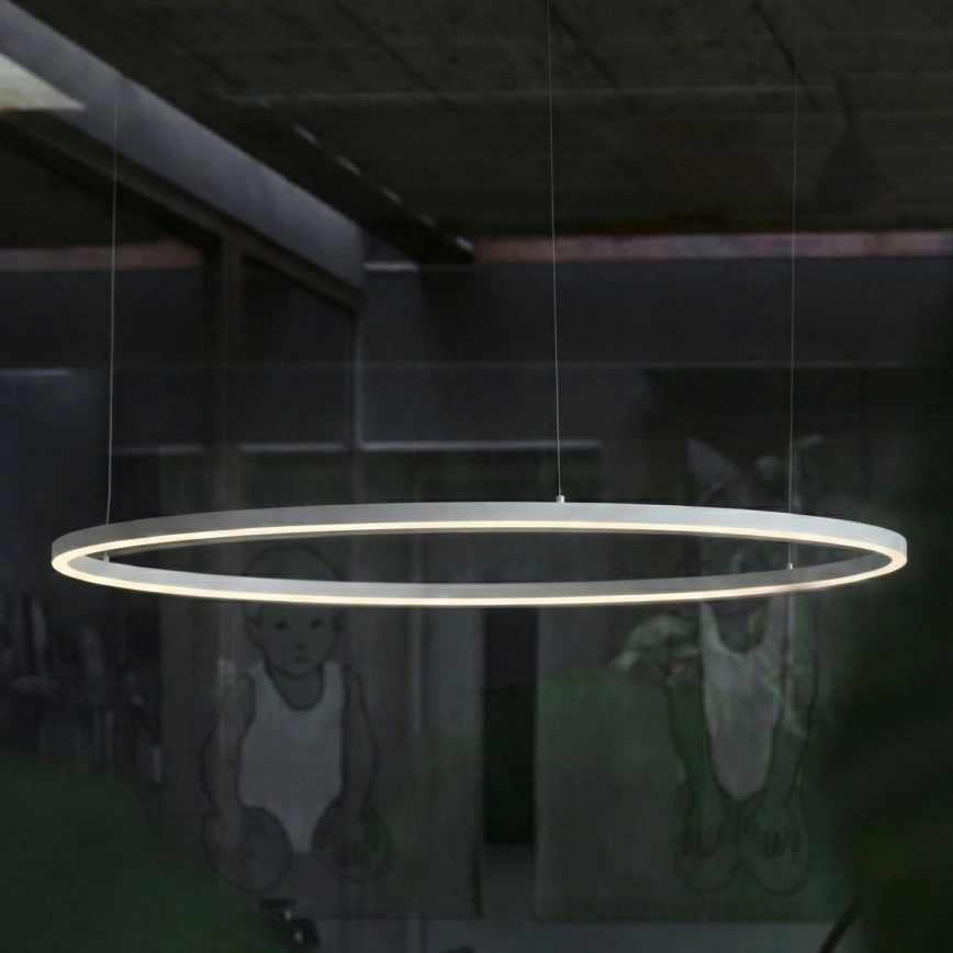 Ideal Lux – ORACLE SLIM LED-pendel på vajer, 83W, 230V, 3000K, CRI 90, Ø 150 cm, vit