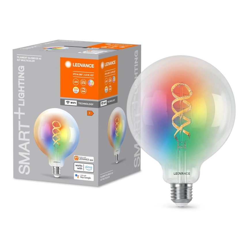 LED RGBW Dimbar SMART+ FILAMENT-lampa E27/4,8W/230V 2700-6500K Wi-Fi – Ledvance