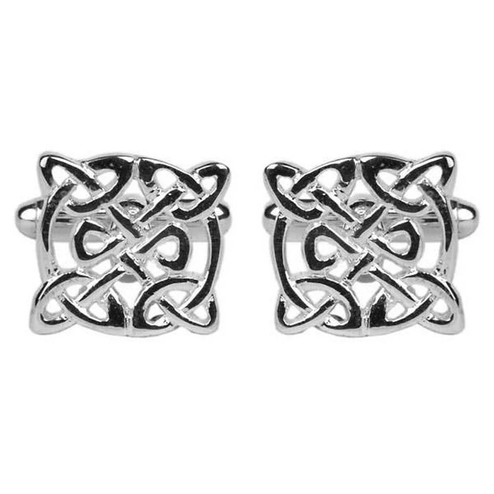 Celtic Round Rhodium Plated Cufflinks – Storbritanniens manschett