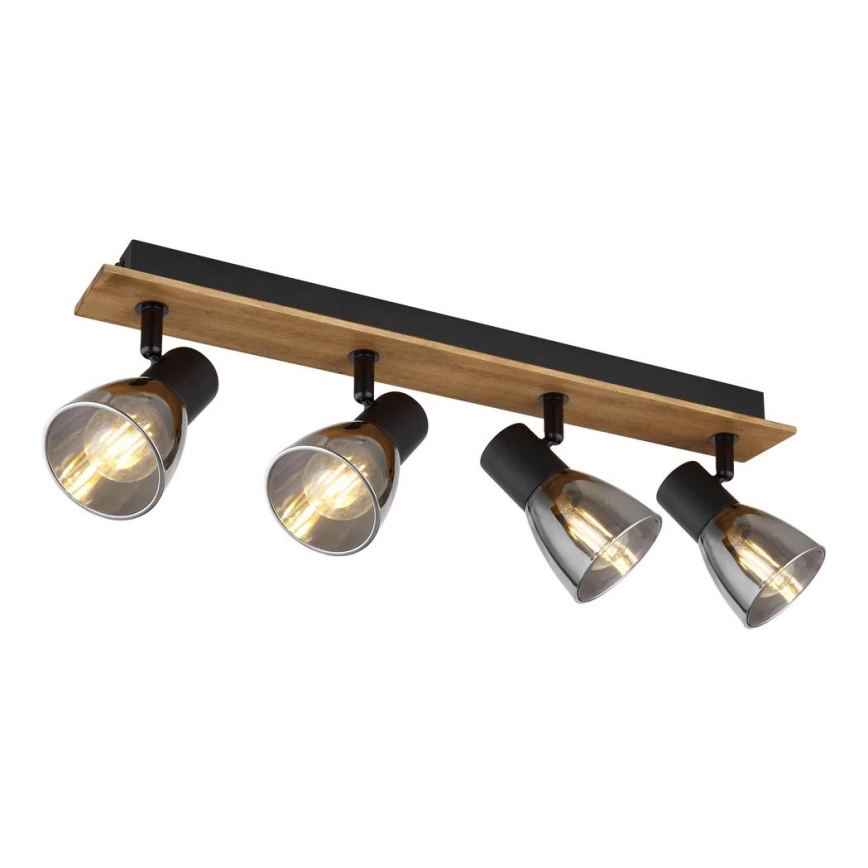 Globo – Spotlampa 4xE14/40W/230V svart/trä