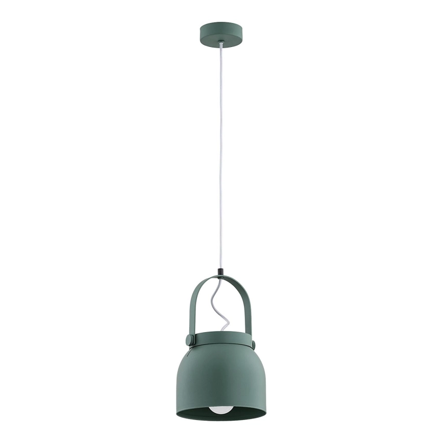 Argon 8283 – Ljuskrona med textilsladd LOGAN 1xE27/15W/230V diameter 20 cm grön