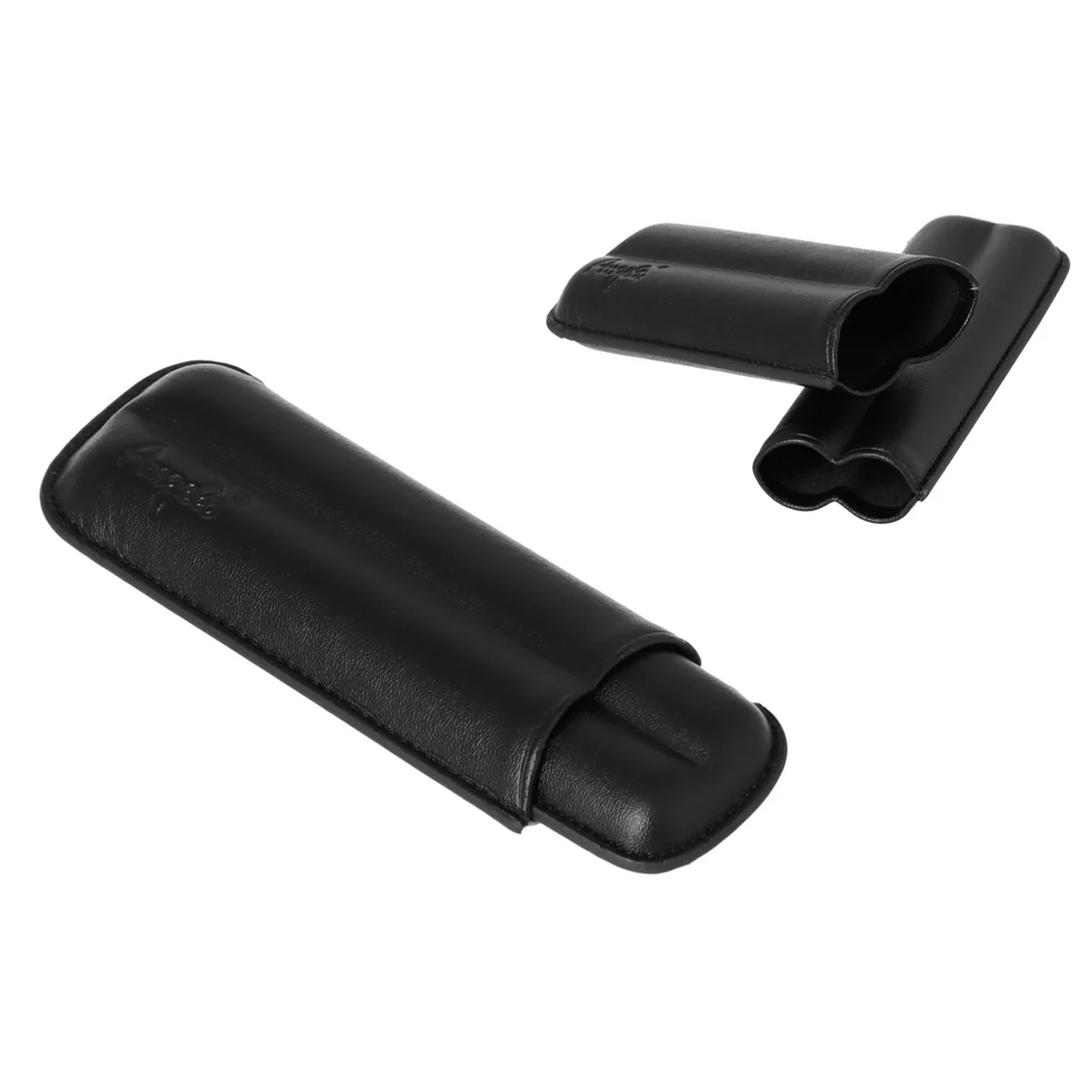 Angelo Cigarrfodral – 2 st. 50 Ring Gauge – Svart konstläder