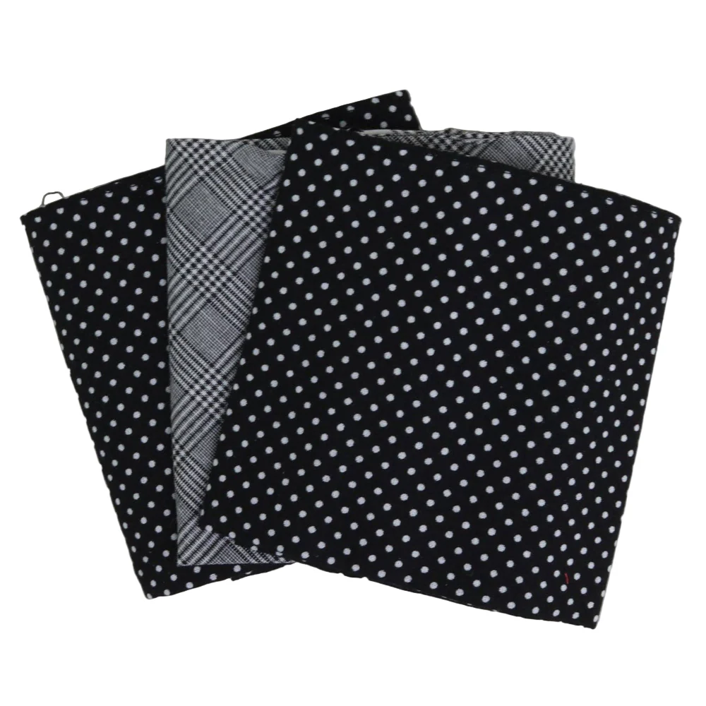 3-PACK Svarta prickiga/grå ruta näsdukar