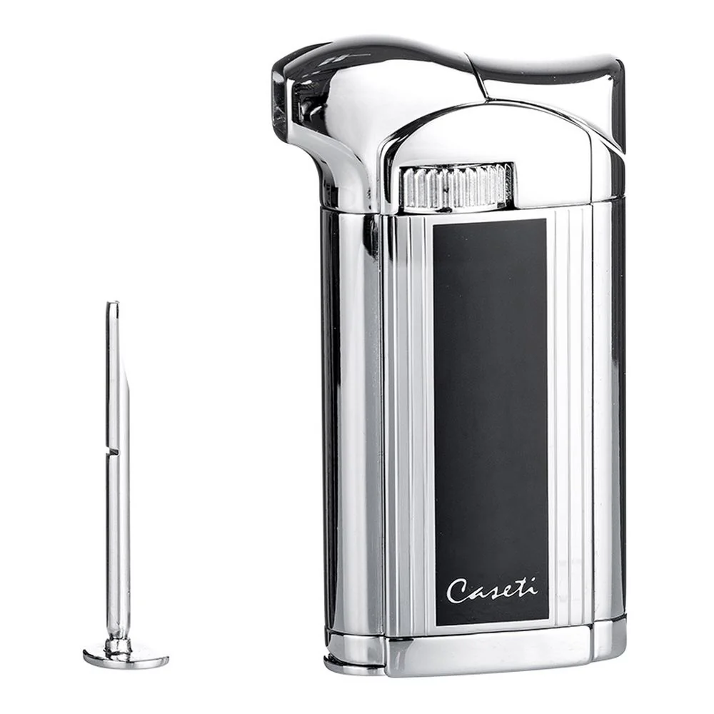 Caseti Pipe Lighter Black Chrome Shiny + Tamper