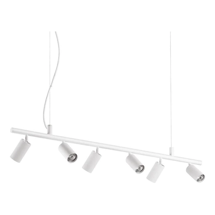 Ideal Lux – LED ljuskrona med textilsladd DYNAMITE 6xGU10/7W/230V CRI 90 vit