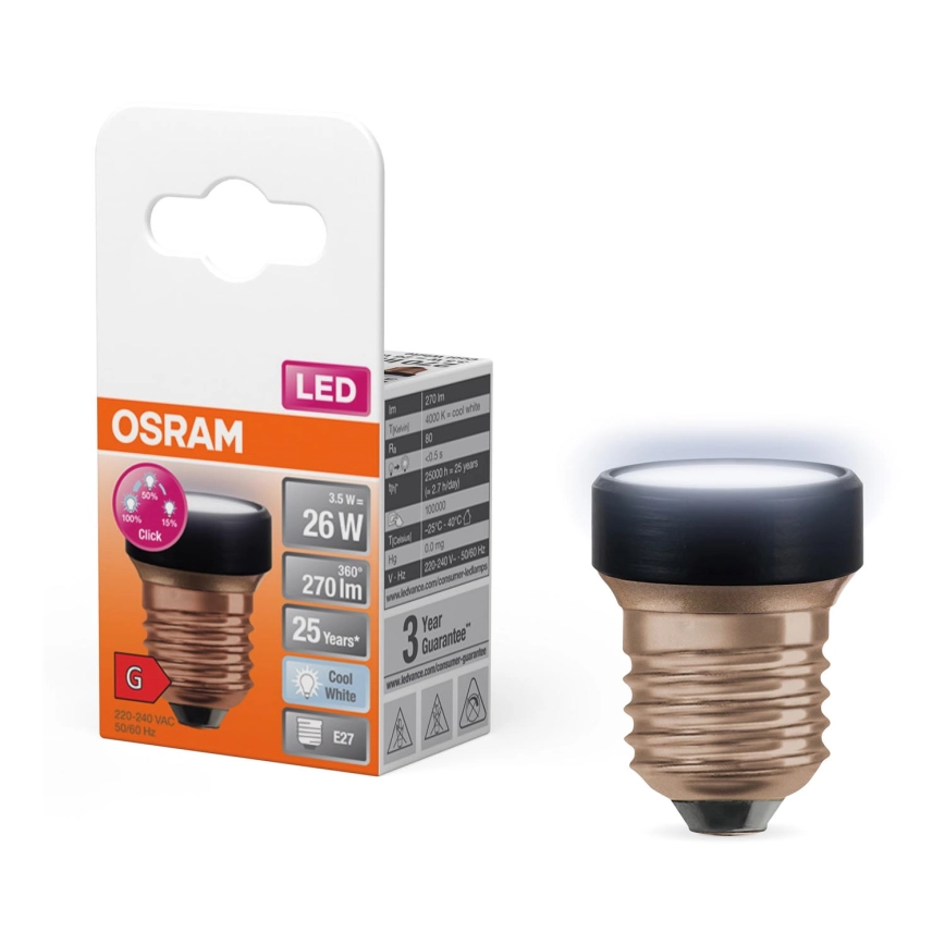 LED Ljusreglerad glödlampa E27/3,5W/230V 4000K – Osram