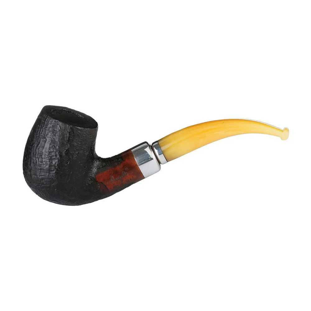 Angelo Lux Pipe – Black Rustic Bruyere – Böjd med ring