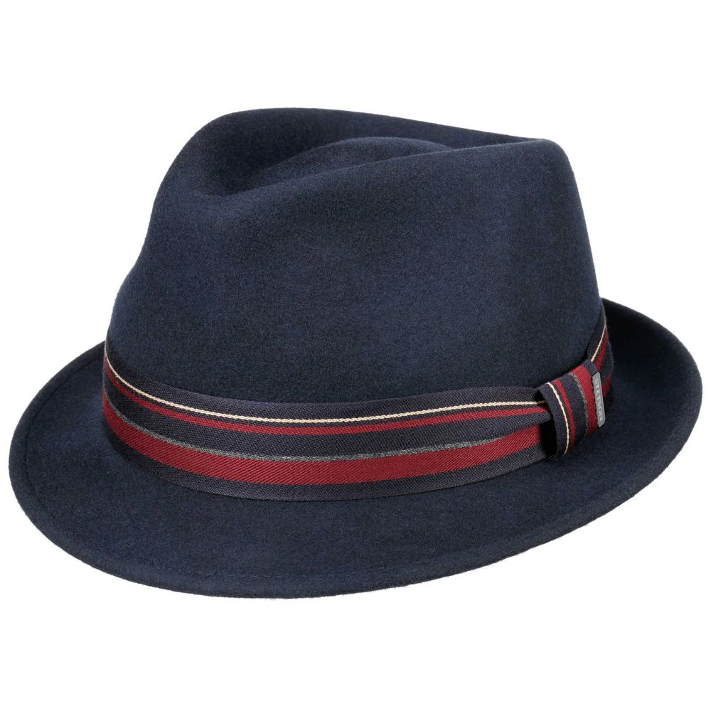 Stetson Woolfelt Trilby Hat – Marinblå/Gun – S + XL